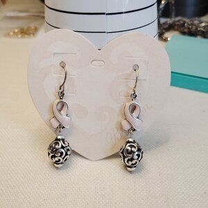 Retired Brighton Power of Pink Ribbon Dangle Drop Earrings
